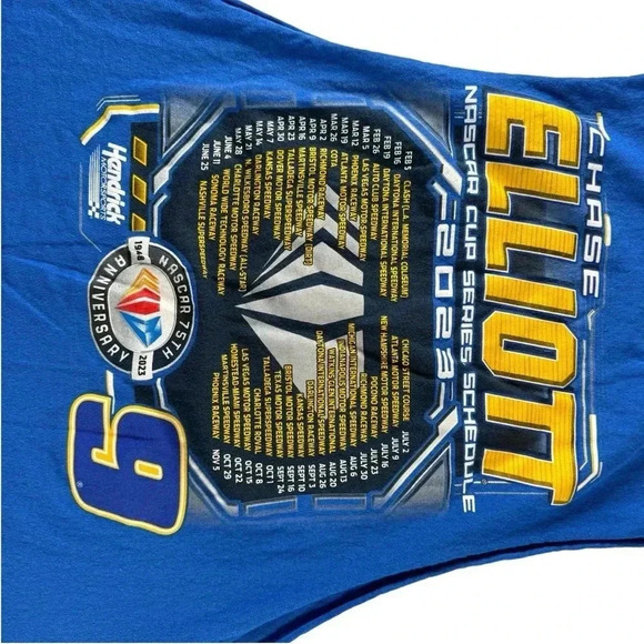 CHASE ELLIOTT #9 NASCAR CUP 75th Anniversary Cut off Sleeve TEE SHIRT Size XL - Picture 9 of 11